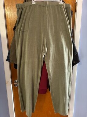 DG2 by Diane Gilman Olive Wide-Leg High-Waist Sweater Knit Pants